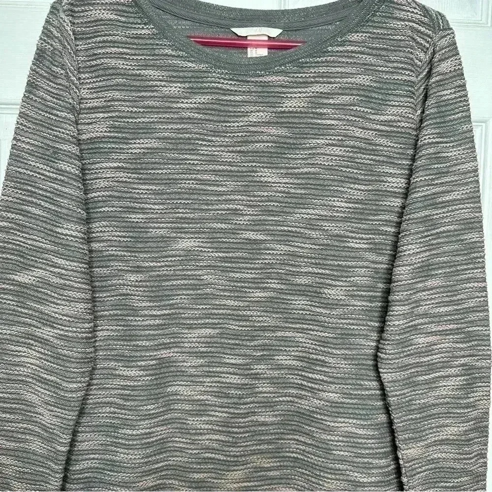 H&M Marled Sweatshirt Pullover Grey & Pink Size  Medium - Picture 2 of 16